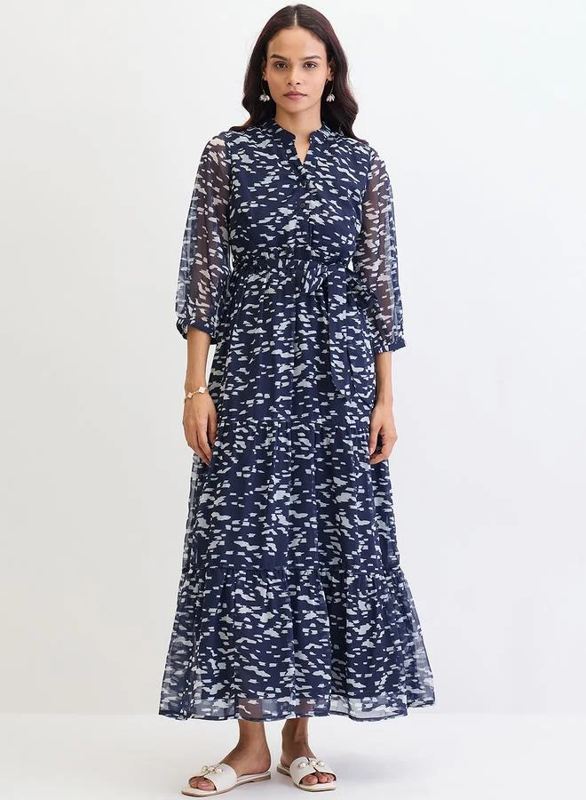 Femmella Femmella Navy All Over Print Tiered Maxi Dress