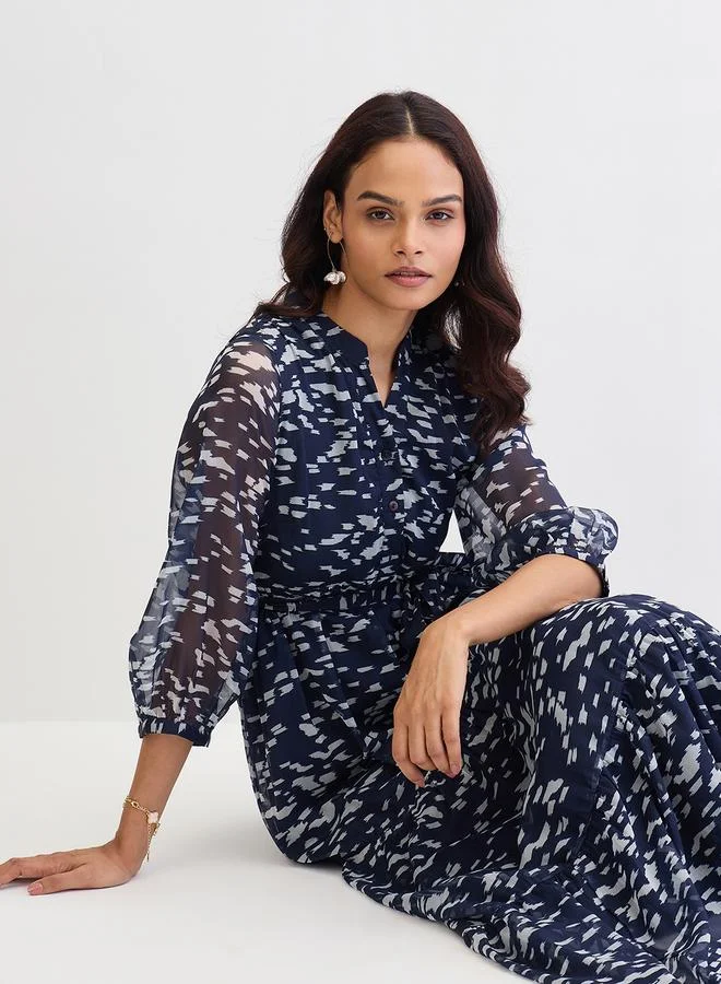 Femmella  Femmella Navy All Over Print Tiered Maxi Dress for Women | Best Price UAE