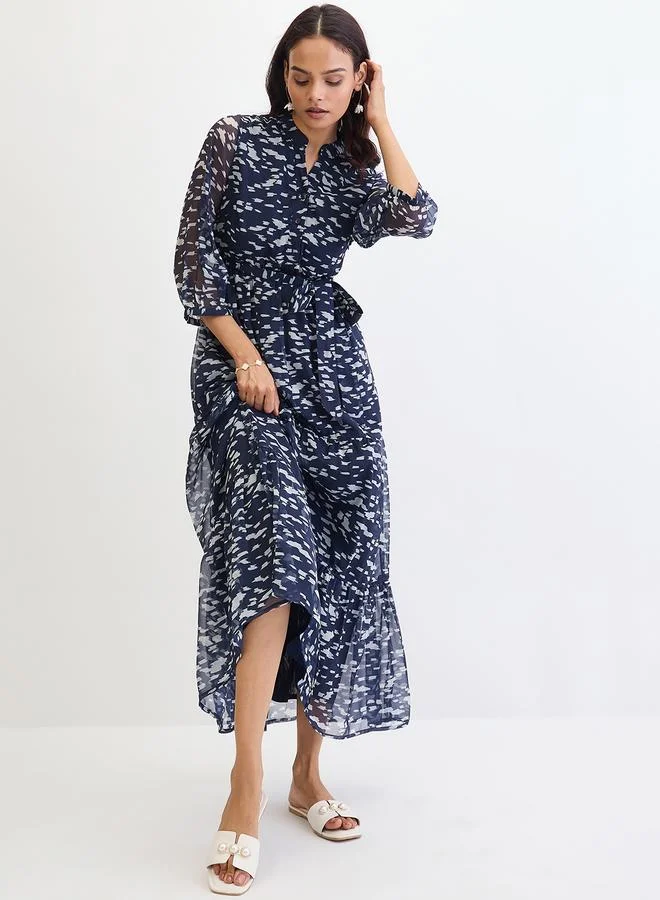 Femmella  Femmella Navy All Over Print Tiered Maxi Dress for Women | Best Price UAE