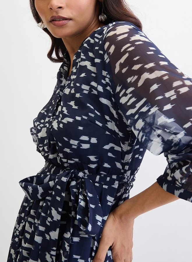 Femmella  Femmella Navy All Over Print Tiered Maxi Dress for Women | Best Price UAE