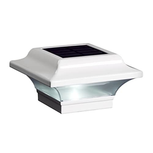Classy Caps Imperial Solar Post Cap - White SLO82W - Fits 2.5x2.5, 2.25x2.25, & 2x2 Post Sizes, High-Performance Solar LED, Durable Cast Aluminum Construction, Warm and Cool Light Modes - Image 1