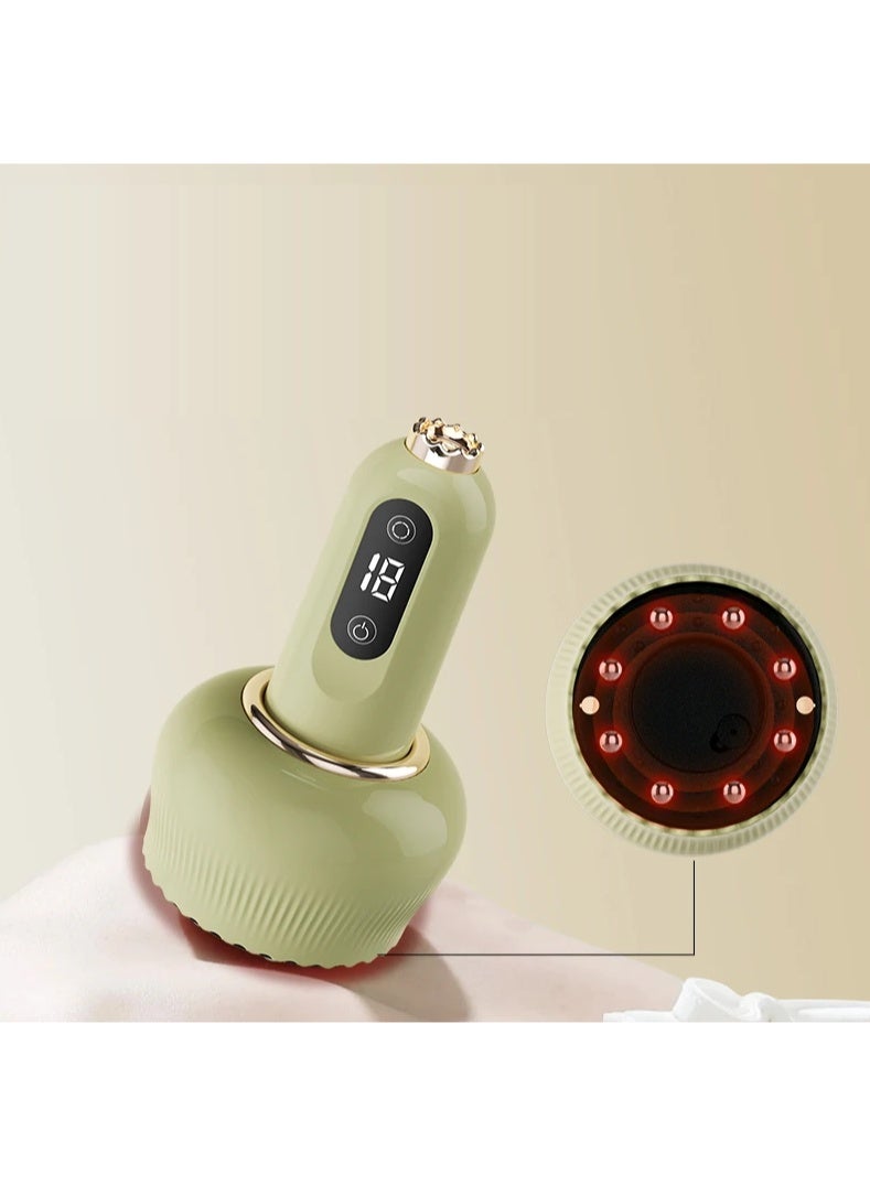 Green,Electric Scraping Massager Rechargeable Scraping Physiotherapy Device with Meridian Brush Cupping and Negative Pressure Moving Cupping Scraping Tool Includes Three Bottles of Essential Oils - Image 1