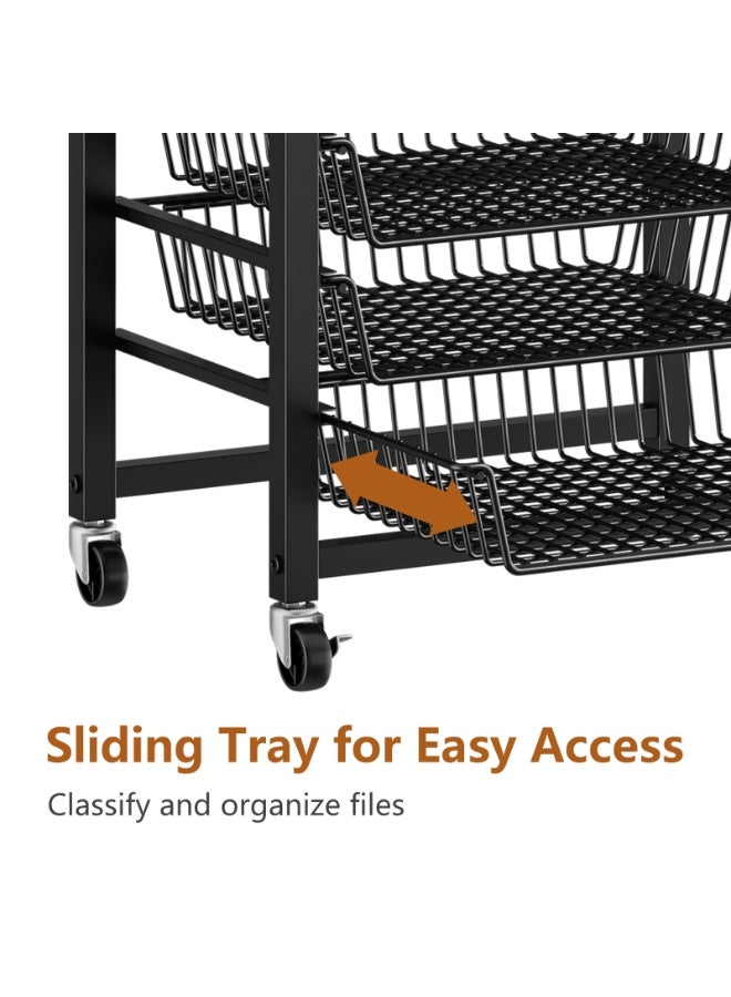 أوبتيا عربة ملفات متحركة ذات 8 طبقات، منظم ملفات مكتبي مع أدراج منزلقة، عربة متحركة متعددة الوظائف لتنظيم الفوضى، تنظيم المكتب وتخزين الملفات للمكتب والمنزل والمدرسة - Image 4