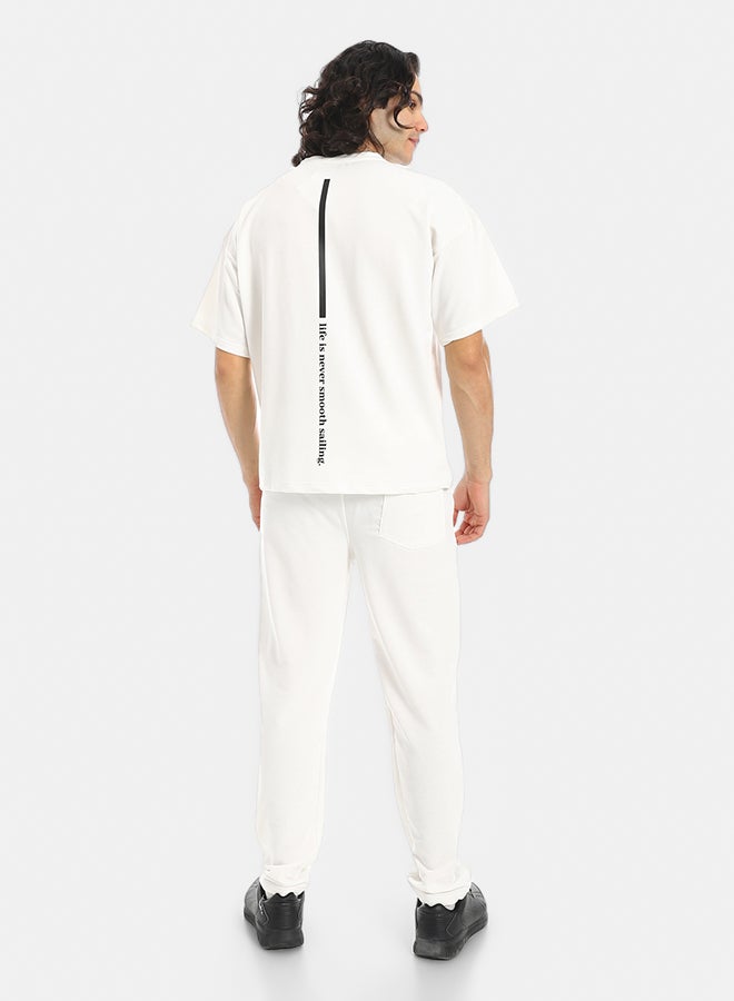 Red Circle White Slip On Back Printed T-Shirt and Pants Set - Image 3