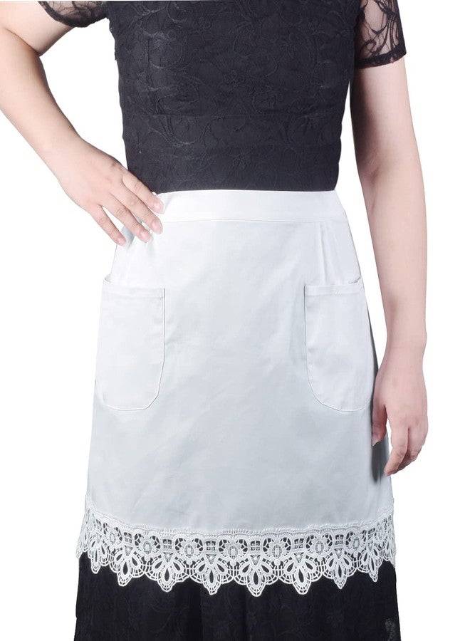 Love Potato Cotton White Lace Kitchen Waist Apron with Two Pockets Cosplay Costume - Image 1