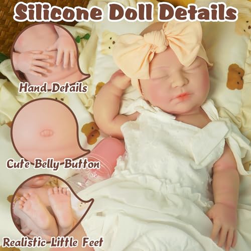 KUICEO Full Silicone Reborn Baby Dolls20in Realistic Newborn Anatomically Correct Girl with Realistic Blood Vessels and SkinSilicone Full Body Lifelike Babyfor Collectors 3Kidswith Gift Box - Image 5