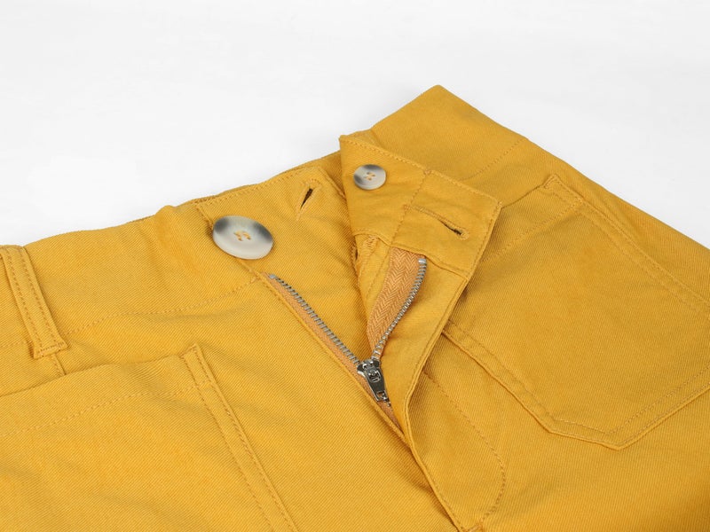 miduo Womens Pants 2026 Loose Button High Waisted Cropped Capris Wide Leg Straight Leg Pants with Pockets Yellow 30 - Image 5