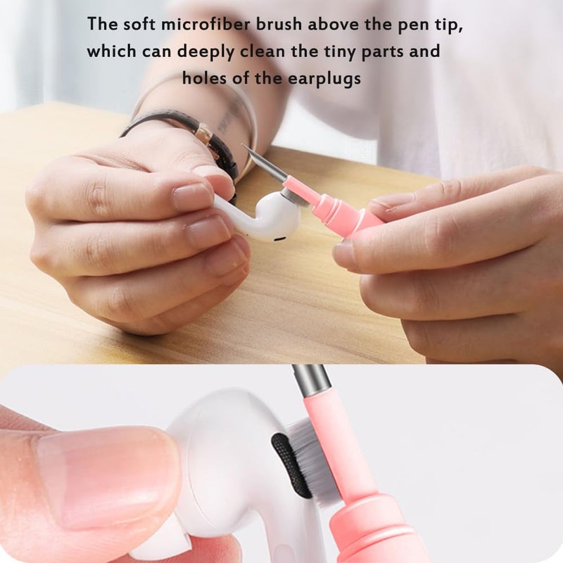 Yesimla Cleaner Kit for Airpods,Earbuds Cleaning kit for Airpods Pro 1 2 3, Multi-Function Cleaning Tool with Brush Flocking Sponge for Wireless Earphones Bluetooth Headphones Case Camera and Phone (Pink) - Image 4