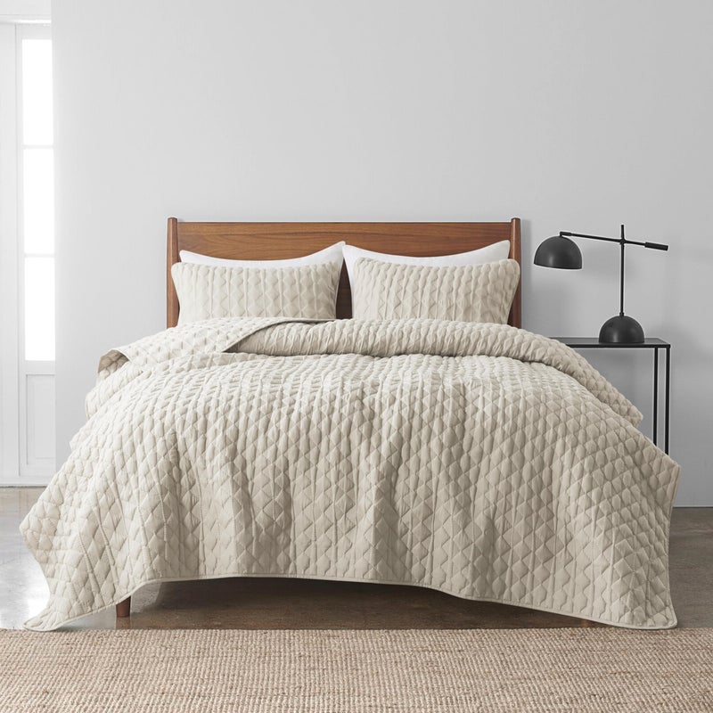 WDCOZY Light Beige Quilts Queen Size Bedding Set with 2 Pillow Shams, Lightweight Soft Full Bedspread Coverlet, Thin Comforter Bed Cover for All Season, 3 Pieces, 90x90 inches - Image 2
