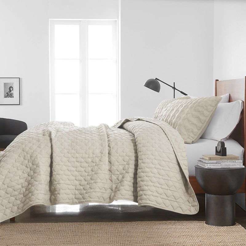 WDCOZY Light Beige Quilts Queen Size Bedding Set with 2 Pillow Shams, Lightweight Soft Full Bedspread Coverlet, Thin Comforter Bed Cover for All Season, 3 Pieces, 90x90 inches - Image 4
