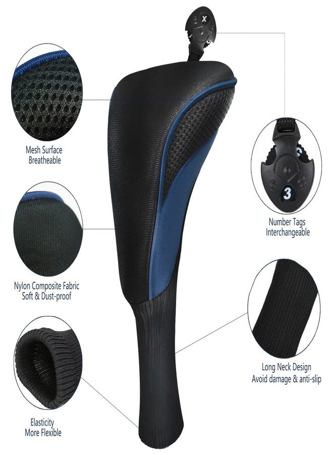 lurexes Golf Club Covers for Driver Fairway 3 Pcs Woods Golf Club Head Covers Hybrid Golf Headcovers Set Long Neck Golf Club Head Cover with Interchangeable Tags 3 4 5 6 7 X Golf Accessories for Men Women - Image 3