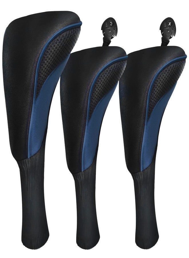 lurexes Golf Club Covers for Driver Fairway 3 Pcs Woods Golf Club Head Covers Hybrid Golf Headcovers Set Long Neck Golf Club Head Cover with Interchangeable Tags 3 4 5 6 7 X Golf Accessories for Men Women - Image 1