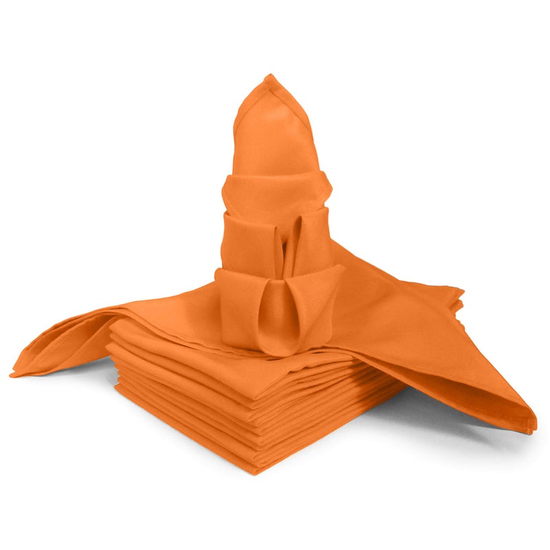 TableLinensforLess 20x20 Inch Hemmed SimplyPoly XL Cloth Napkins Set of 12 Pumpkin Orange