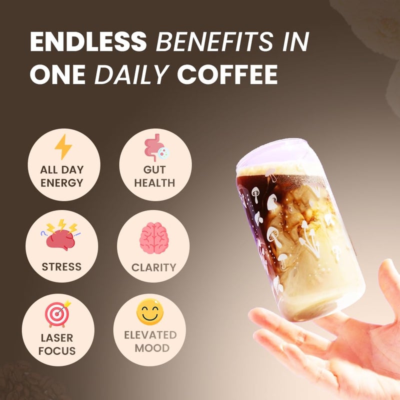 Rooted Active's Premium Adaptogenic Mushroom Coffee with Lions Mane & Chaga Mushrooms for Better Focus, Energy, Digestion, Superfood Coffee Powder, 100 Grams (KETO Friendly) | Instant Arabica Coffee - Image 2