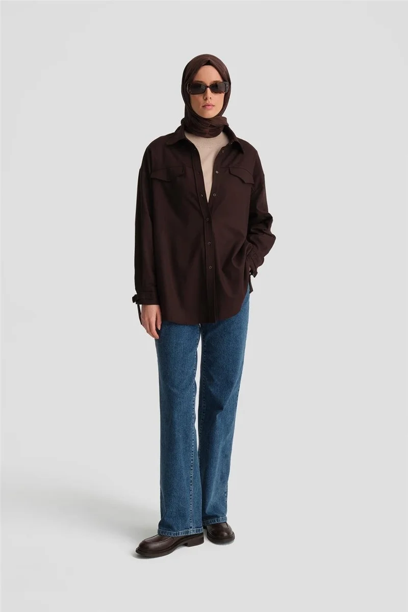ARMINE Cuff Belt Detailed Shirt 24K3606 Bitter Brown