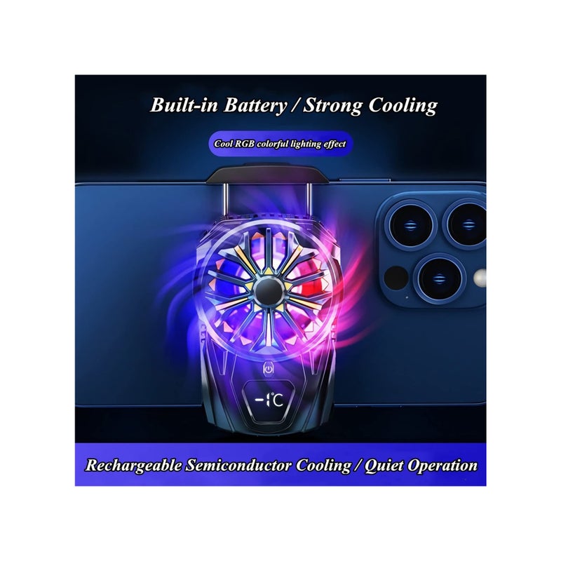 SOLARAE Phone Cooler For Gaming, Cell Phone Cooling Fan for iPhone Samsung and Moto Smartphone, Mobile Phone Radiator for Gaming and Movies, LED Temperature Display Battery/USB Powered - Image 2