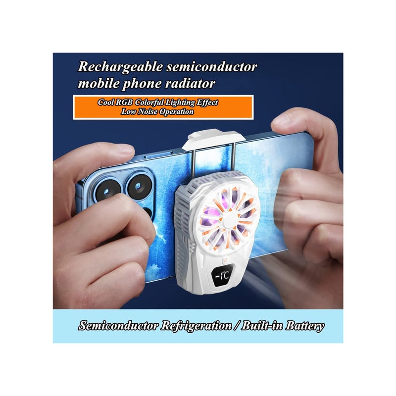 SOLARAE Phone Cooler For Gaming, Cell Phone Cooling Fan for iPhone Samsung and Moto Smartphone, Mobile Phone Radiator for Gaming and Movies, LED Temperature Display Battery/USB Powered - Image 3