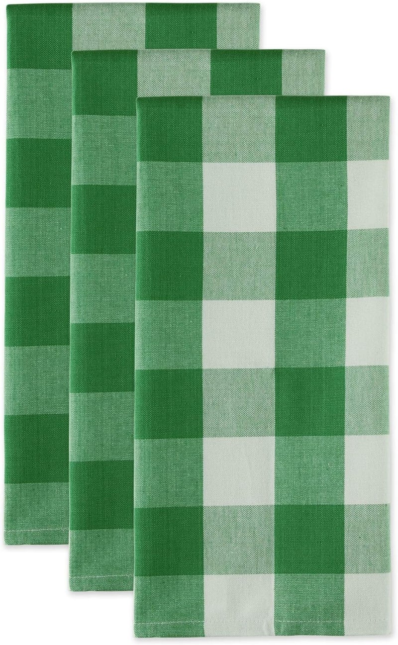 DII Buffalo Check Kitchen Collection, Classic Farmhouse Dishtowel Set, 20x30, Green & White, 3 Piece - Image 2