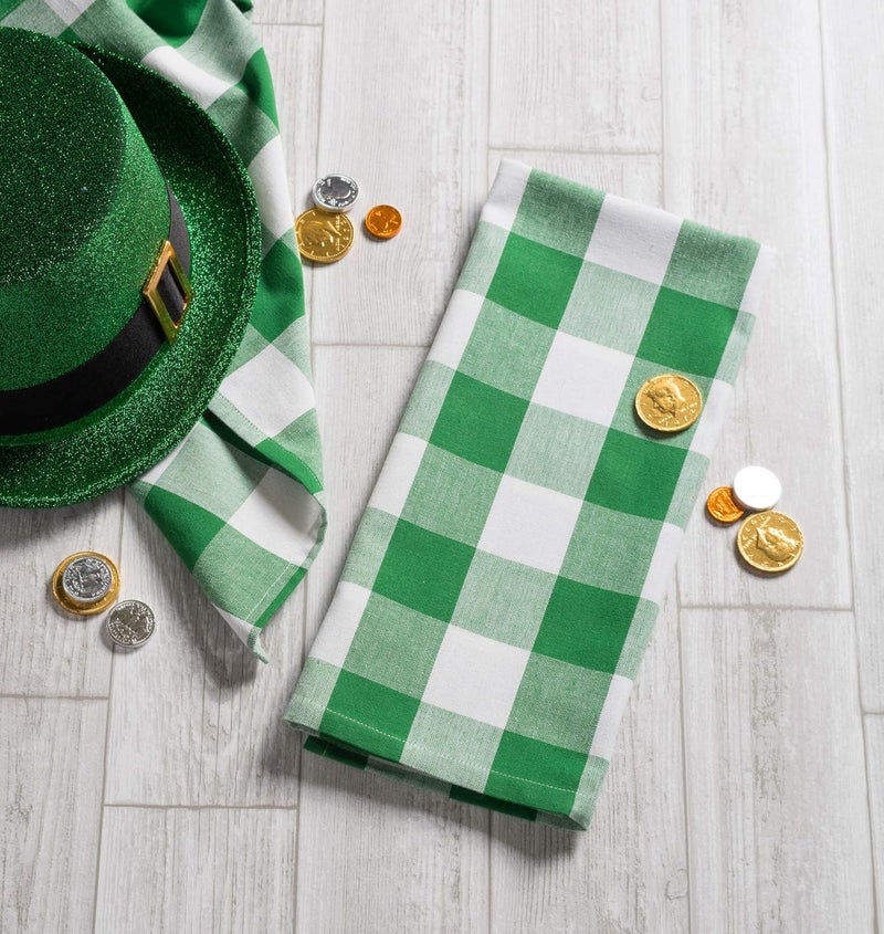 DII Buffalo Check Kitchen Collection, Classic Farmhouse Dishtowel Set, 20x30, Green & White, 3 Piece - Image 5