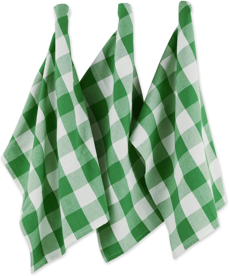 DII Buffalo Check Kitchen Collection, Classic Farmhouse Dishtowel Set, 20x30, Green & White, 3 Piece - Image 1