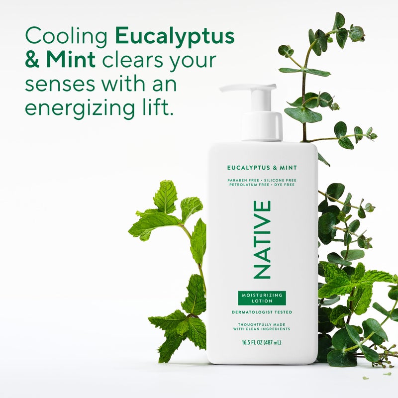 Native Body Lotion Contains Naturally Derived Plant-Based Moisturizers for Women and Men | Restores Dry Skin, Eucalyptus & Mint, 16.5 fl oz - Image 4