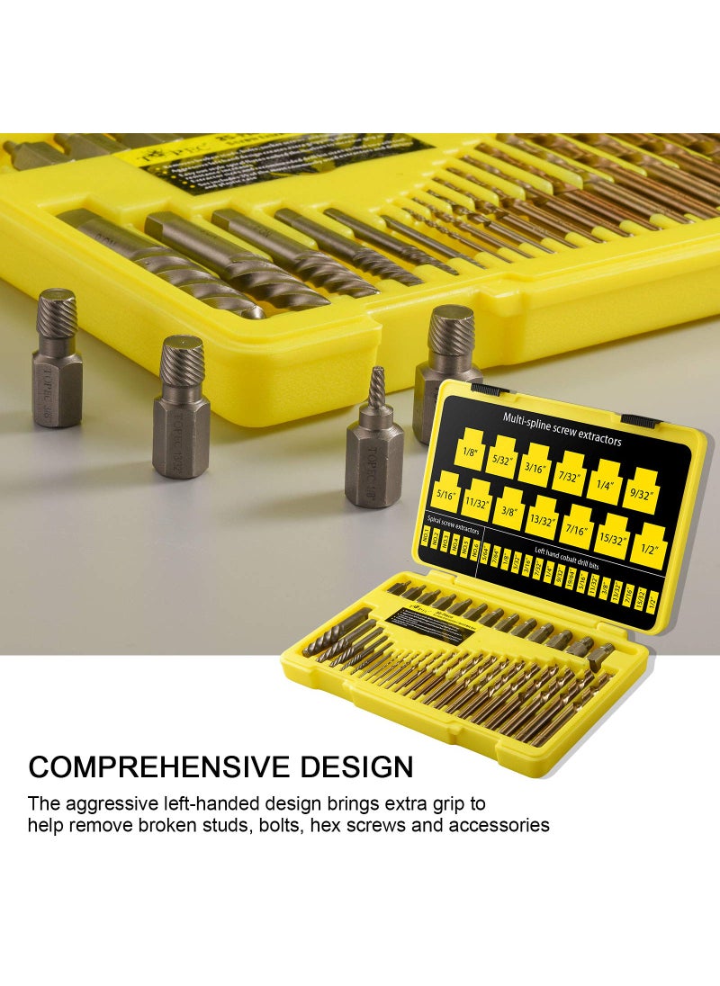 Topec Topec 35-Piece Screw Extractor and Left Hand Drill Bits Set, Easy Out Screw Extractor Set with Reverse Drill Bits, Multi-Spline Extractors for Removing Broken Bolts and Stripped Screws  - Image 5