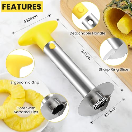 AUBENR Premium Pineapple Corer and Slicer Tool - Sharp Pineapple Cutter with Serrated Tips - Easy to Use and Clean - Stainless Steel Core Remover for Pineapple - Core Fruits with Ease(Yellow) - Image 4