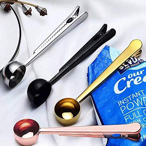 MIUVA Set of 5 Coffee Scoop Clip,2-in-1 Stainless Steel Coffee Measuring Spoon with Sealing Clips, Kitchen Craft Long Handle Spoon Bag Clip for Coffee, Milk Powder, Oatmeal, Tea,Spices -Multicolor - Image 5