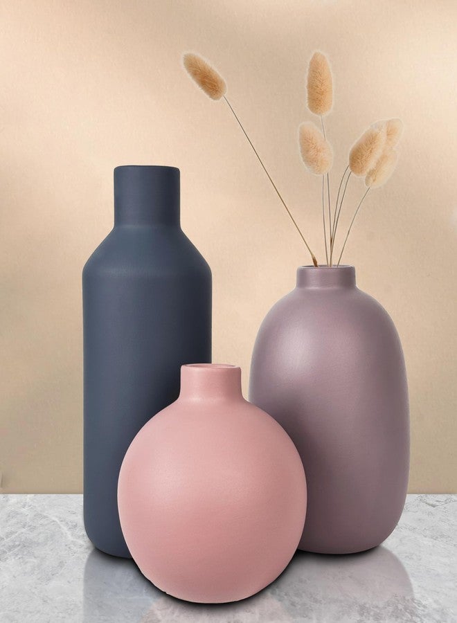 vensovo Matte Ceramic Vase Set of 3 – Modern Farmhouse, Boho & Minimalist Neutral Home Decor – Decorative Vases for Pampas Grass, Dried Flowers or Faux Plants – Shelf, Table, Entryway & Living Room - Image 1