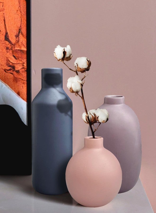 vensovo Matte Ceramic Vase Set of 3 – Modern Farmhouse, Boho & Minimalist Neutral Home Decor – Decorative Vases for Pampas Grass, Dried Flowers or Faux Plants – Shelf, Table, Entryway & Living Room - Image 4
