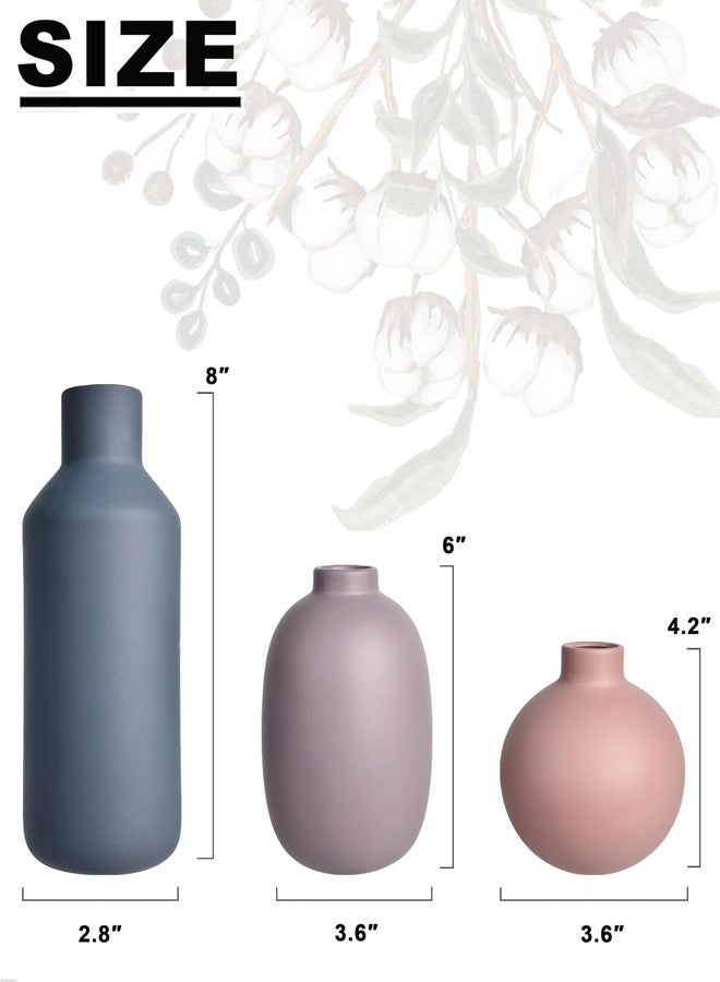 vensovo Matte Ceramic Vase Set of 3 – Modern Farmhouse, Boho & Minimalist Neutral Home Decor – Decorative Vases for Pampas Grass, Dried Flowers or Faux Plants – Shelf, Table, Entryway & Living Room - Image 2