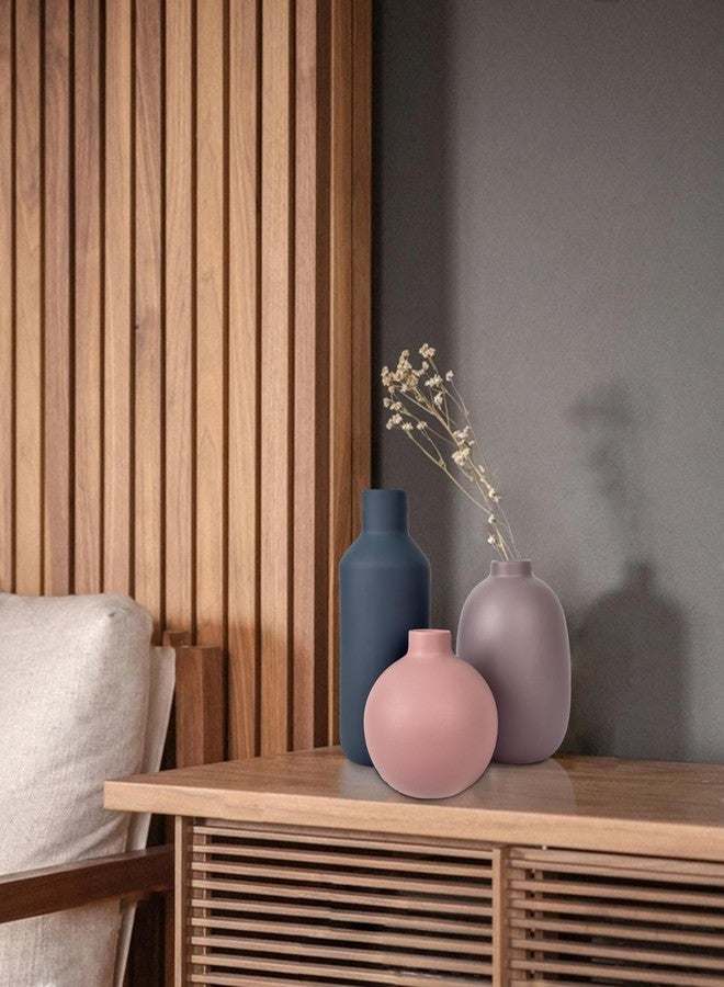 vensovo Matte Ceramic Vase Set of 3 – Modern Farmhouse, Boho & Minimalist Neutral Home Decor – Decorative Vases for Pampas Grass, Dried Flowers or Faux Plants – Shelf, Table, Entryway & Living Room - Image 3