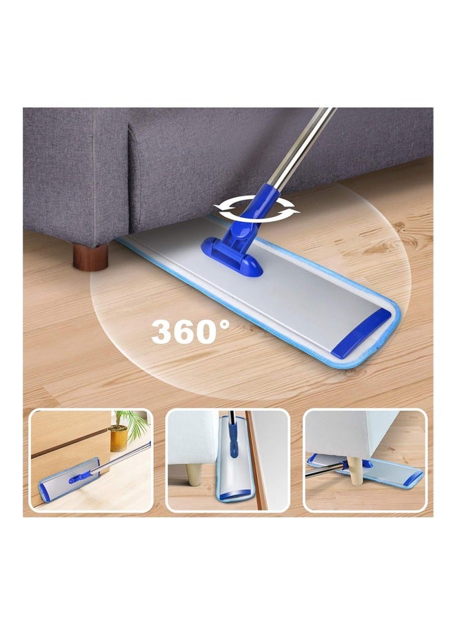 Flat Mop, Microfiber Mop Floor Cleaning System, Stainless Steel Handle, 4 Reusable Washable Mop Pads For Wood Flooring, Tile Cleaning For Wet And Dust Mopping - Image 5