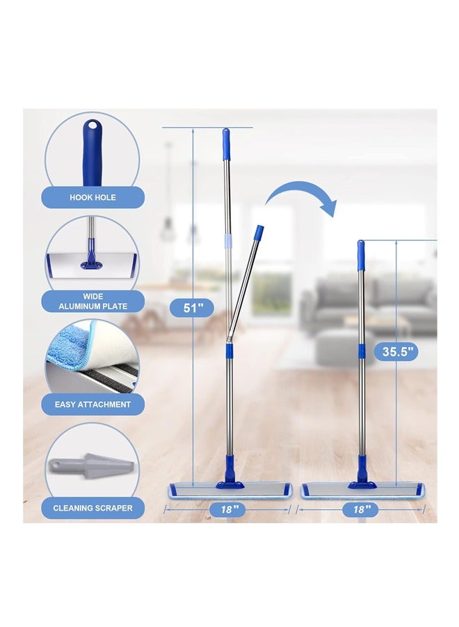 Flat Mop, Microfiber Mop Floor Cleaning System, Stainless Steel Handle, 4 Reusable Washable Mop Pads For Wood Flooring, Tile Cleaning For Wet And Dust Mopping - Image 3