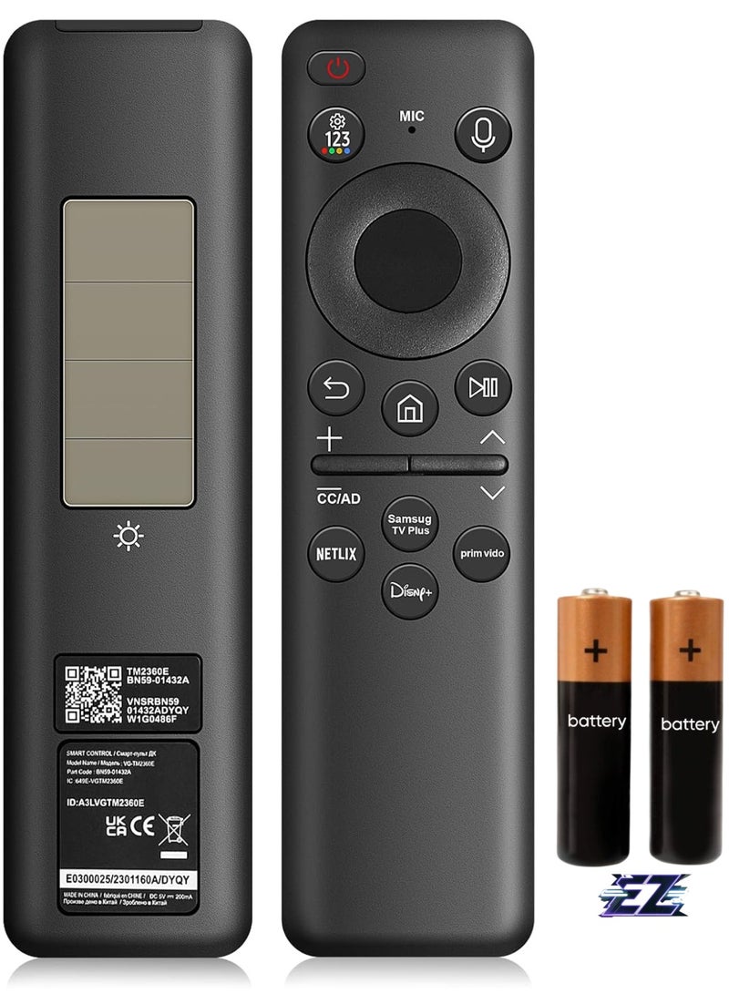 ELTRAZONE BN59-01432A Solar Powered Remote Control Replacement for Samsung TV with Rechargeable Solar Cell Bluetooth Compatible with Samsung Neo Q LED Smart 8K HDR Ultra HD TVs, VG-TM2360E Model with battery - Image 1