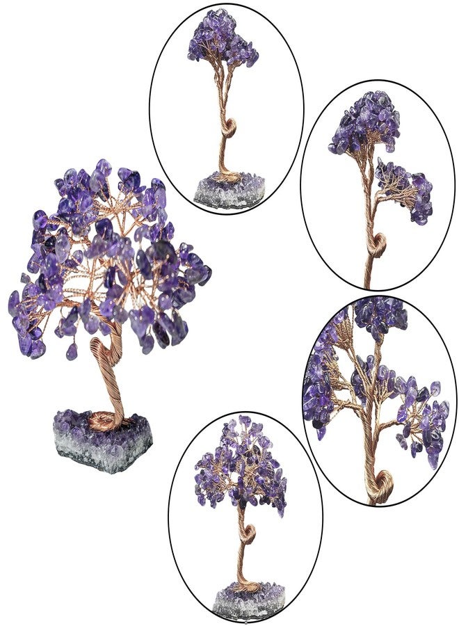 AierCrystal Natural Crystal Tree with Amethyst Cluster Base Tree of Life Home Decor for Shelf Bedroom Birthday Gifts Sister Gift Cute Home Office Decor Purple Crystal Crafts Housewarming Present - Image 2