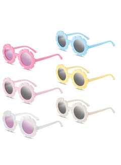 KASTWAVE Kids Round Flower Sunglasses Girls Flower Shaped Sunglasses Cute Outdoor Sunglasses Beach Eyewear for Kids 6 Pairs  - Image 1