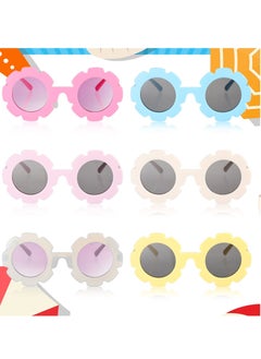 KASTWAVE Kids Round Flower Sunglasses Girls Flower Shaped Sunglasses Cute Outdoor Sunglasses Beach Eyewear for Kids 6 Pairs  - Image 2