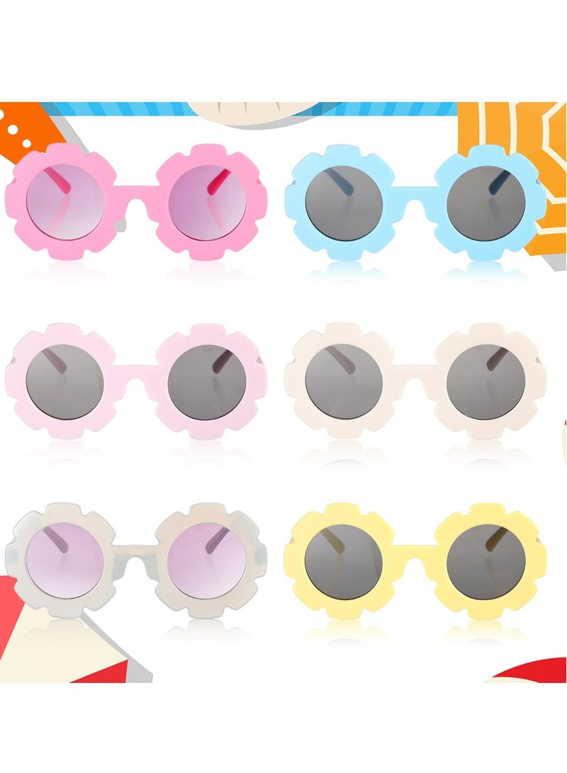 KASTWAVE Kids Round Flower Sunglasses Girls Flower Shaped Sunglasses Cute Outdoor Sunglasses Beach Eyewear for Kids 6 Pairs - Image 2