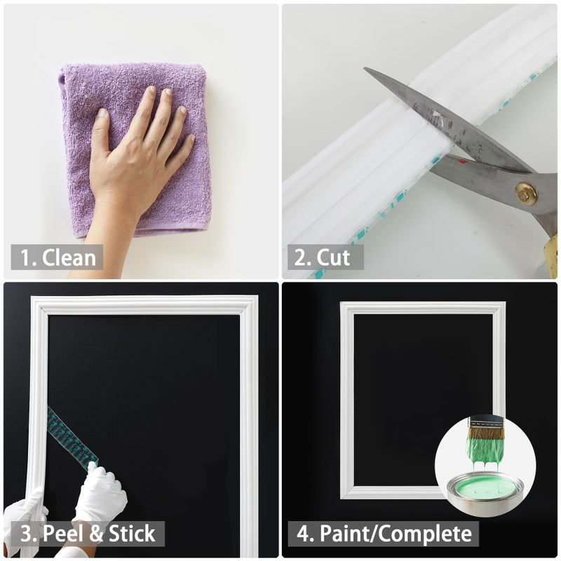Trimold 118" x 0.9" Lightweight Peel and Stick Chair Rail Molding, Flexible Accent Wall Trim for Home Decoration & Protection - Image 3