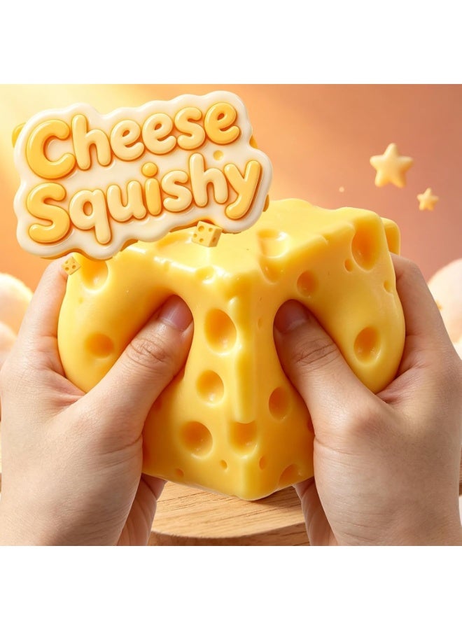 ATRJSZ Cheese Squishy Stress Relief Original Sensory Food Squishy Stress Relief Fidget Toy Stress Balls for Adults (Yellow-1PC) - Image 3