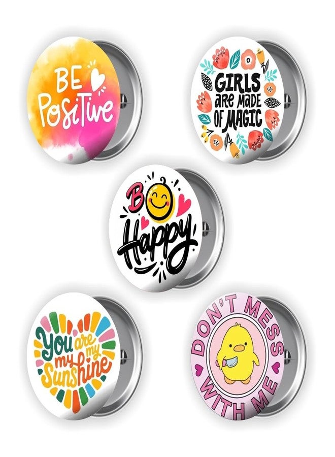 Roundsun Motivational Pins Badges 58mm Size | Round Button Badges | Inspirational Quotes | Return Gift | Event Badges | Kids Badges | Women brooches | Perfect for Backpacks (Combo 4 Pack of 5) - Image 1