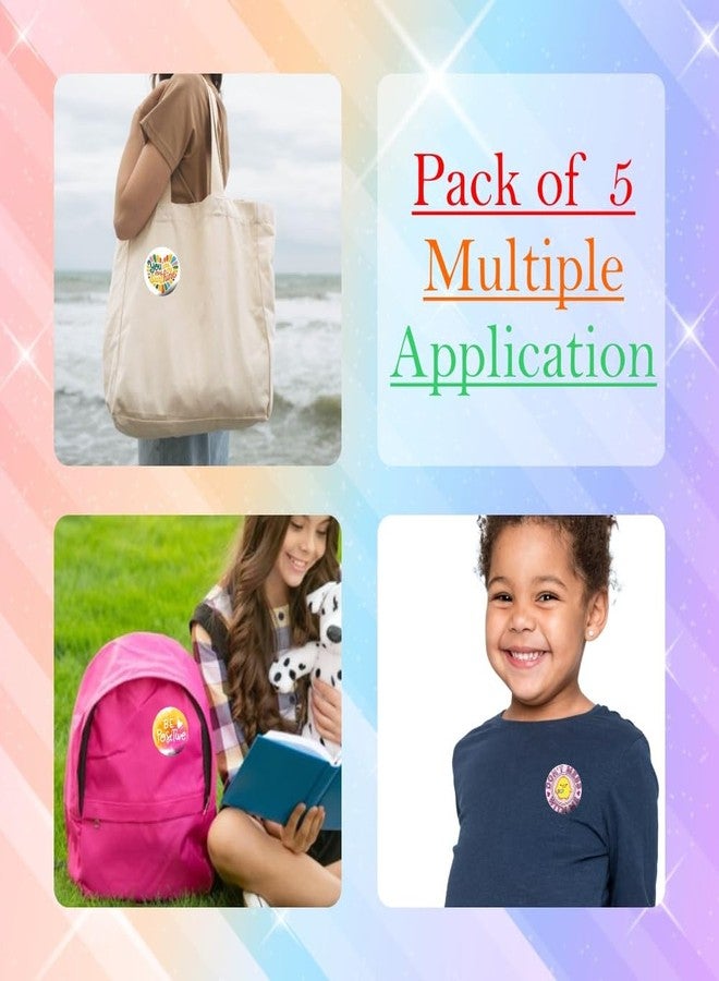 Roundsun Motivational Pins Badges 58mm Size | Round Button Badges | Inspirational Quotes | Return Gift | Event Badges | Kids Badges | Women brooches | Perfect for Backpacks (Combo 4 Pack of 5) - Image 3
