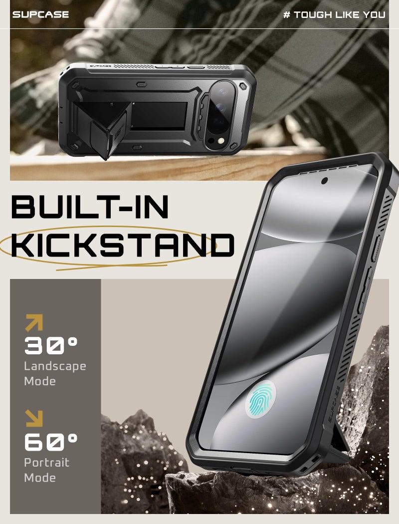 SUPCASE for Google Pixel 10/10 Pro Case with Screen Protector (Unicorn Beetle Pro), [Built-in Stand & Belt-Clip] [Military-Grade Protection] Full Body Heavy Duty Phone Case, Black - Image 4
