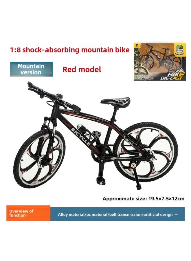 Bicycle Model Alloy Simulation Mountain Bike Speed Drop Car Road Bike Bicycle Gift Ornaments Toy Wholesale-Color: Mountain Bike (black And Red)  - Image 1