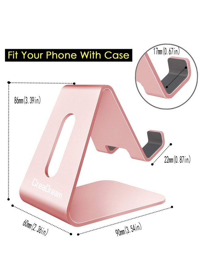 CreaDream Cell Phone Stand, Cradle, Holder, Aluminum Desktop Stand Compatible with Switch, All Smart Phone, iPhone 15 14 13 12 Pro Max Plus Mini Xr X Se 8 SE -Rose Gold - Image 4
