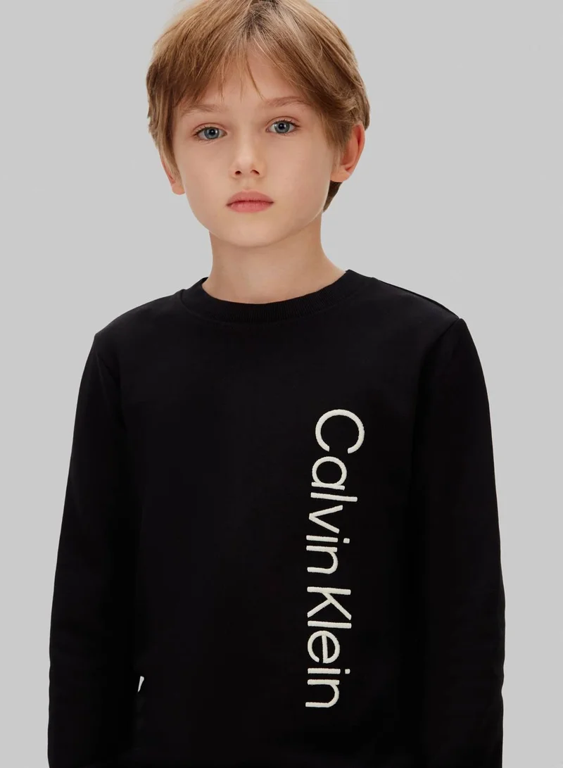 Calvin Klein Jeans Ck Black Terry Side Graphic Crewneck Sweatshirt for Men | Best Price UAE