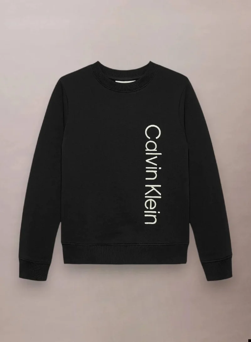 Calvin Klein Jeans Ck Black Terry Side Graphic Crewneck Sweatshirt for Men | Best Price UAE