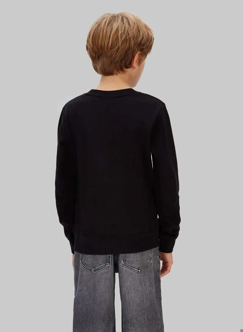 Calvin Klein Jeans Ck Black Terry Side Graphic Crewneck Sweatshirt for Men | Best Price UAE