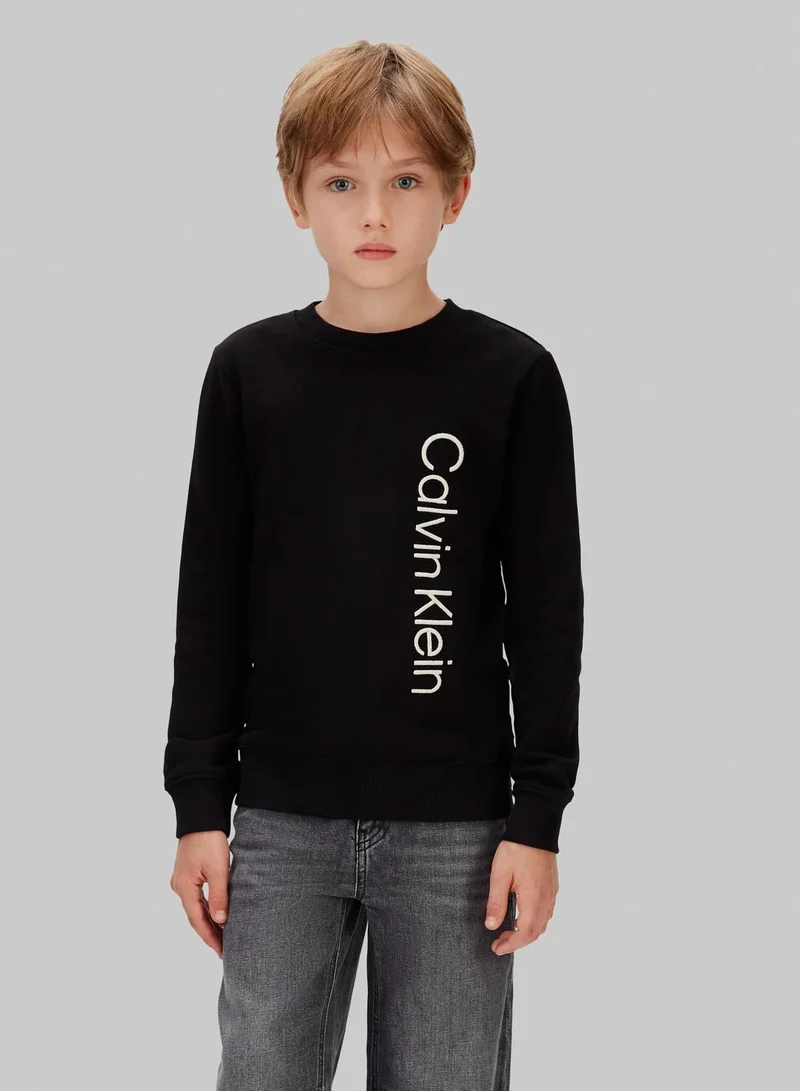 Calvin Klein Jeans Ck Black Terry Side Graphic Crewneck Sweatshirt for Men | Best Price UAE